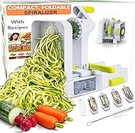 Brieftons QuickFold 5-Blade Spiralizer: Versatile & Compact Foldable Vegetable Spiral Slicer, Best V