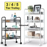 [SG SELLER] 3/4/5Tier Mesh Wire Rolling Cart Storage Trolley Organizer Kitchen Bedroom Bathroom Living Storage Rack