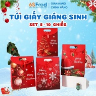 Set of 5-10 Christmas Paper Bags used to store Christmas candies, Christmas gifts,...- 6SFOOD