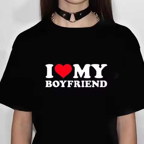 i Love My Boyfriend i Love My Girlfriend top tees teen Y2k streetwear 80s 2000s tshirt Classic Vinta