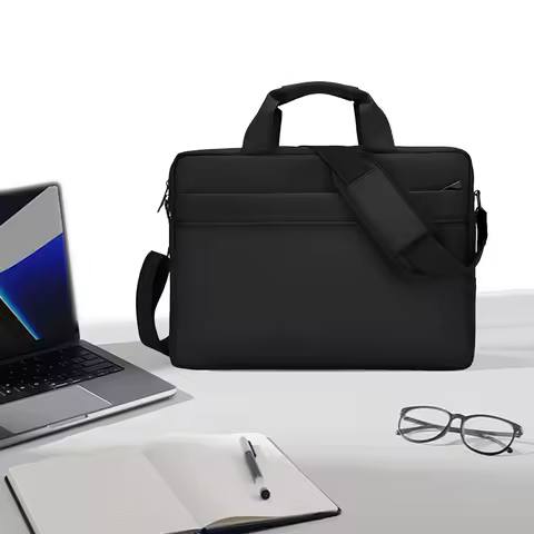 Laptop Carrying Case Shockproof Nylon Laptop Handbag Waterproof Laptop Shoulder Bag 3 Compartments L