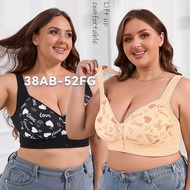 Ready stock  Wireless bra  front button plus size bra for women 38-52 A-G cup printed no rims vest s
