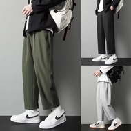 Men's Korean Trendy Casual Straight-Leg Long Suit Pants Fashion Suit Style Basic Pants for Men Grey/