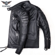 Jaket Kulit Motosikal Harley Kulit Tulen Belia Lapisan Atas Lelaki Kulit Lembu Tulen Menunggang Jake