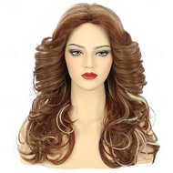 Synthetic Hair Women 70s Feathered Wig Long Blonde Wave Disco Singer Wig Vintage Costume Wig Hallowe