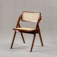 Rattan Chair Solid Wood Folding Rattan Chair Nordic Folding Chair Real Rattan Chair Ins Simple Foldi