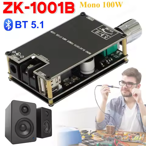 ZK-1001B 100W Mono BT Audio Power Amplifier Board TPA3116D2 AMP True Wireless Wuzhi Audio APP Music 