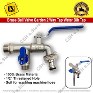 2 Way Water Tap Brass Ball Valve Garden Water Bib Tap Faucet Outdoor Faucet Kepala Paip