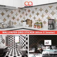 60cm x 3meter Grid Self Adhesive Wallpaper Grid Black and White Background