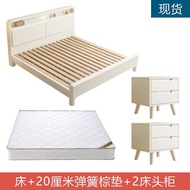 HDB Storage Bed Frame with Storage Drawers Double Bed Bedframe Queen King Bed Storage Bed Frame Storage Bed Frame with Storage Nordic Solid Wood Bed White Cream Style