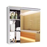Aeommall Stainless steel bathroom mirror cabinet, bathroom wall hung cabinet (60*60*13) CM