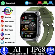 2024 New Medical Grade Smart Watch Mens Ecg Nfc Watches AMOLED Blood Glucose Oxygen Lipid Health Fit