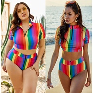 swimwear for women terno beach plus size swimwear short sleeve womens high waisted sporty bikini set