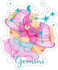 Sticky Bomb Beautiful Celestial Gemini Zodiac Horoscope Astrology Girl Gift Cool Vinyl Sticker Decal Multicolor For Car Bumper Truck Van SUV Laptop Phones Tablets Wall Window or Any Smooth Surface 5x5