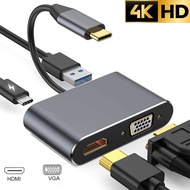 4 in 1 USB C HDMI Type c to HDMI 4K Adapter VGA USB3.0 Audio video Converter PD 87W Fast charger for