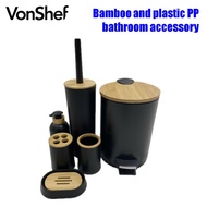 Vonshef  Bamboo and plastic PP Fashionable Bathroom Accessories Set for Hotel Household