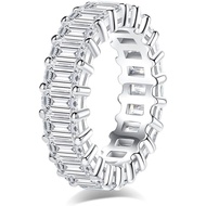 AnuClub Moissanite Eternity Ring, Round/Emerald/Princess Cut 5cttw D Color 925 Sterling Siler Weddin