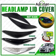 Perodua Myvi 2005 - 2010 Headlamp Lid Cover Eyebrow Eyelid Lip Eye brow lid - Carbon Black Chrome