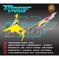 MESIN Striping Variation SATRIA HIU 2-STROKE yellow silver transparent material uv maxdecal (can req