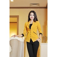 Yellow vest with 2 layers, short sleeves, 4 buttons, 2 black diagonal pockets AVL03VA
