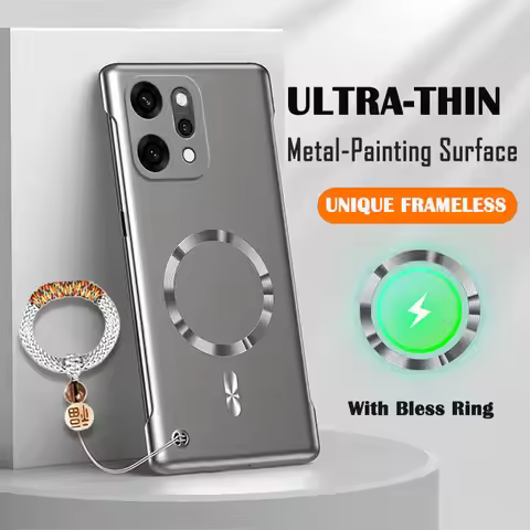 Bless Ring Metallic Frameless Magnetic Phone Case For Oppo Find X3 X5 X6 X7 X8 X9 Ultra X9S X8S Plus
