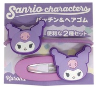 日版 Sanrio Kuromi 束髮帶 髮夾 2pcs  可羅米 束髮帶 橡皮筋扎辮髮繩髮飾頭飾 髮頂夾 平行進口