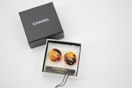 Chanel Vintage 97P 玳瑁圓形啡色耳環