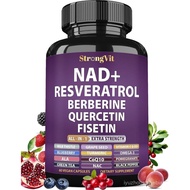 NAD Resveratrol Supplement with Berberine, Quercetin, CoQ10. Anti-Aging Formula for Women & Men. Lip