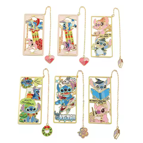 Cute Stitch Ohana Angle Bookmark Ohana Means Family Anime Periphery Metal Page Marker Reading Tool S