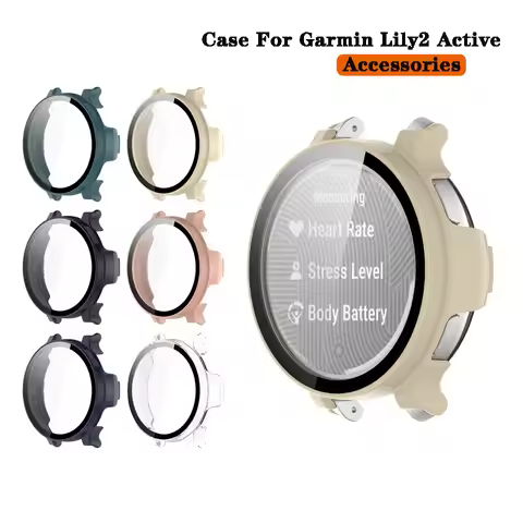 Ultra Thin Hard PC Case Tempered Glass Screen Protector Protective Cover for Garmin Lily 2 Active