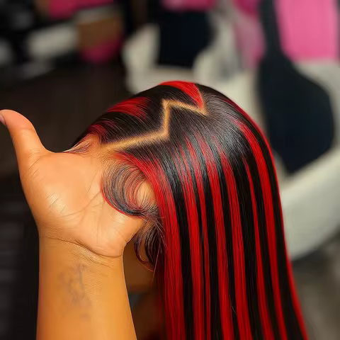 30 Inch Red Black Blonde Highlight Wig Human Hair Ombre Burgundy Bone Straight Lace 1B/99J Gluless 5