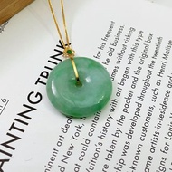 18K純金 天然緬甸A貨陽綠翡翠 平安扣 墜子