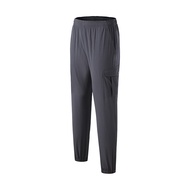 Men Pants Elastic Waist Quick-drying Loose Solid Color Pockets Stretchy Daily Wear Casual Sport Gym