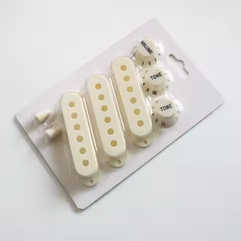 Vintage Cream Aged White 48/50/52mm Single Coil ST Guitar Pickup Cover and Knob Packed in Blister