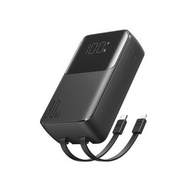 尖沙咀店取令你更有信心！全新現貨！ 機樂堂 Joyroom JR-PBC07 30W mini Power Bank with Dual Cables 20000mAh-Black With USB.