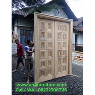 Pintu Kupu Tarung Klasik Motif 3D Pintu Rumah Klasik Kayu Jati -