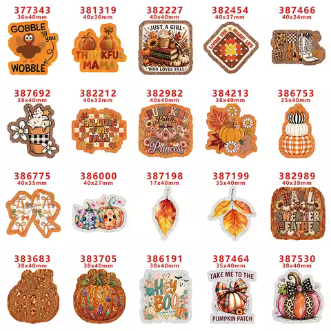 10pcs Glitter Turkey Fall Gobble Acrylic Flatback Planar Resins DIY Badge Crafts Charm Accessories X