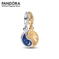 Pandora Yin and Yang sterling silver and 14k gold-plated splittable dangle with clear cubic zirconia