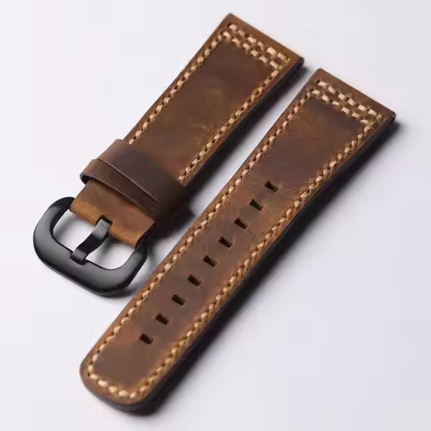 Handmade Vintage Leather Strap 28MM Width Head Layer Cowhide Leather Bracelet, Retro Style, For Seve