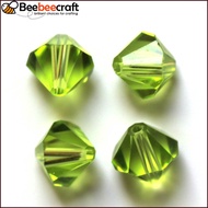 200pcs Imitation Austrian Beads Grade AAA K9 Glass Faceted Bicone Yellow Green 4x4mm Hole: 0.7-0.9mm