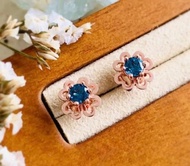 倫敦藍托帕石耳環, 圓形, 4公厘。