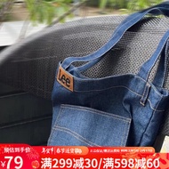 Lee帆布包2023新款大容量购物袋日系韩版手提包托特包牛仔单肩包包女 深蓝