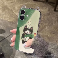 Transparent Cat Ear Floral Hat Suitable for Black Cats iPhone Phone Case Applies iPhone 16 Pro Max/1