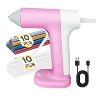 Cordless Hot Glue Gun with Colored Hot Glue Sticks, 30s Fast Heating USB-C Rechargeable Hot Glue Gun