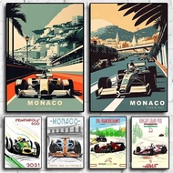 Formula 1 Grand Prix Racing Posters, F1 Poster, Aesthetic, Monaco Circuit, Track, Motorsport, Canvas