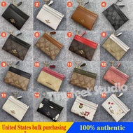Mini Skinny ID Case Women Wallet COACH Card Holder Wallet Zip Coin Pouch Keychain 88250 88208 C7680 C7681 C1897