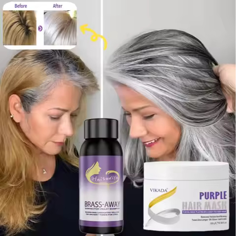Gray Color Fixing Hair Mask Shampoo Cover Gray Hair Fade Yellow After Bleach Hair Shampoo Non-irrita