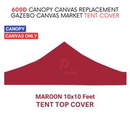 Maroon 10x10 Feet 600D Colorful Canopy Canvas Replacement Gazebo Canvas Market Tent Cover Only