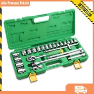 MATA TEKIRO Socket Wrench Set 24 PCS 8-32 MM PLASTIC BOX - Shock Socket Bits 8 - 32 MM 24 Pieces 8mm