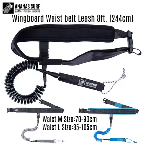 Ananas Surf Waist belt Coiled Leash 8Ft. 244cm Wingboard Hydrofoil Wing SUP Paddle Board Rope